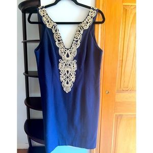 Blue & Gold Lilly Pulitzer Shift Dress Size 10